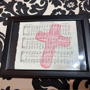 Jesus Loves Me Vintage Framed Christian Religious Hymn 5 x 7 Wall or Table Displ